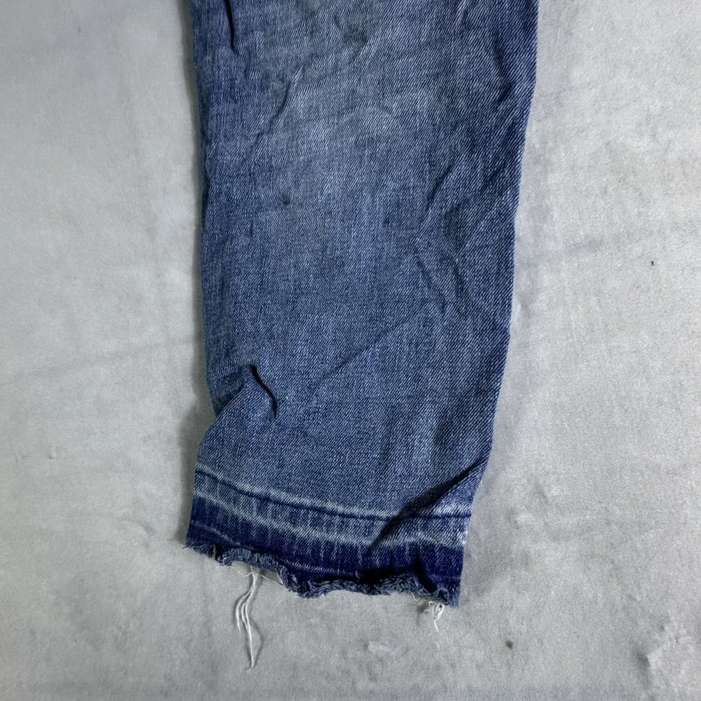 Justice Straight Jeans Girls 12 Blue Denim Stretch Frayed Hem Distressed Grunge